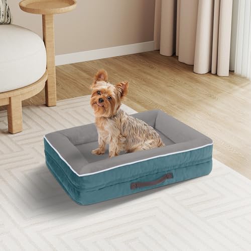 Orthopädisches Hundebett, stützendes Schaumstoff-Haustierbett, Sofa mit waschbarem, abnehmbarem Bezug, wasserdichte Hunde-Couch-Bett, rutschfeste Unterseite und Eierkisten-Schaumstoff (Blau, 61 cm L x Orthopädisches Hundebett, stützendes Schaumstoff-Haustierbett, Sofa mit waschbarem, abnehmbarem Bezug, wasserdichte Hunde-Couch-Bett, rutschfeste Unterseite und Eierkisten-Schaumstoff (Blau, 61 cm L x von Renvix