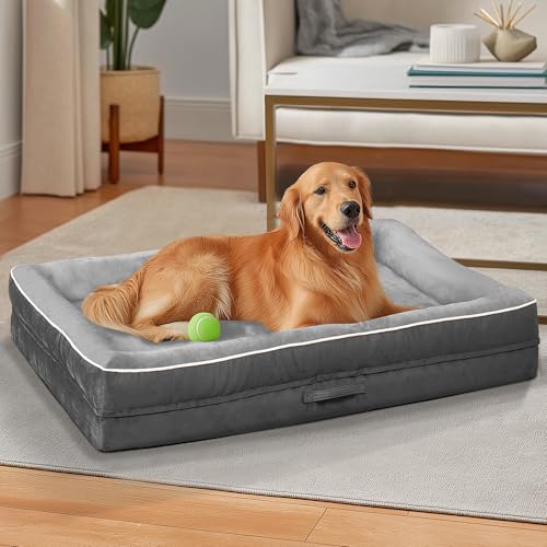 Orthopädisches Hundebett, stützendes Schaumstoff-Haustierbett, Sofa mit waschbarem, abnehmbarem Bezug, wasserdichte Hunde-Couch-Bett, rutschfeste Unterseite und Eierkisten-Schaumstoff (Grau, 117,8 cm Orthopädisches Hundebett, stützendes Schaumstoff-Haustierbett, Sofa mit waschbarem, abnehmbarem Bezug, wasserdichte Hunde-Couch-Bett, rutschfeste Unterseite und Eierkisten-Schaumstoff (Grau, 117,8 cm von Renvix