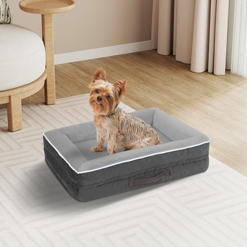 Orthopädisches Hundebett, stützendes Schaumstoff-Haustierbett, Sofa mit waschbarem, abnehmbarem Bezug, wasserdichte Hunde-Couch-Bett, rutschfeste Unterseite und Eierkisten-Schaumstoff (Grau, 61 cm L x Orthopädisches Hundebett, stützendes Schaumstoff-Haustierbett, Sofa mit waschbarem, abnehmbarem Bezug, wasserdichte Hunde-Couch-Bett, rutschfeste Unterseite und Eierkisten-Schaumstoff (Grau, 61 cm L x von Renvix