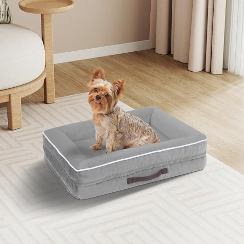 Orthopädisches Hundebett, stützendes Schaumstoff-Haustierbett, Sofa mit waschbarem, abnehmbarem Bezug, wasserdichte Hunde-Couch-Bett, rutschfeste Unterseite und Eierkisten-Schaumstoff (Hellgrau, 61 cm Orthopädisches Hundebett, stützendes Schaumstoff-Haustierbett, Sofa mit waschbarem, abnehmbarem Bezug, wasserdichte Hunde-Couch-Bett, rutschfeste Unterseite und Eierkisten-Schaumstoff (Hellgrau, 61 cm von Renvix