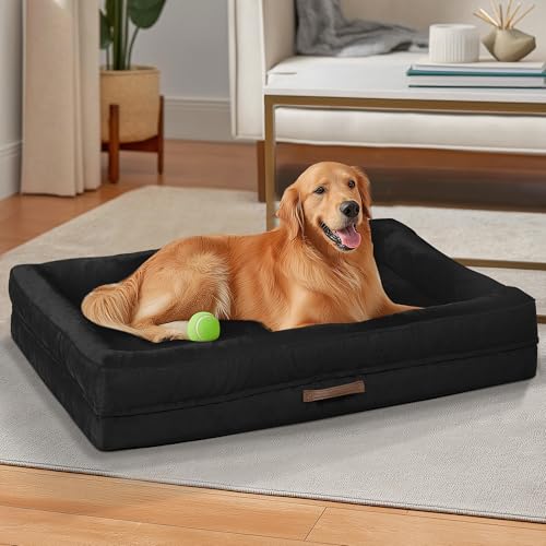 Orthopädisches Hundebett, stützendes Schaumstoff-Haustierbett, Sofa mit waschbarem, abnehmbarem Bezug, wasserdichte Hunde-Couch-Bett, rutschfeste Unterseite und Eierkisten-Schaumstoff (Schwarz, 91,4 Orthopädisches Hundebett, stützendes Schaumstoff-Haustierbett, Sofa mit waschbarem, abnehmbarem Bezug, wasserdichte Hunde-Couch-Bett, rutschfeste Unterseite und Eierkisten-Schaumstoff (Schwarz, 91,4 von Renvix