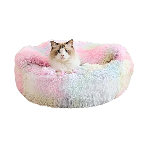 Katzenbetten für Indoor-Katzen, Regenbogen-Katzenbett, Hundebett, ganzjährig, Katzenhaus, Hunde-Donut-Bett, rundes schlafendes Regenbogen-Plüsch-Haustierbett, Winter-Haustiermöbel für Katzen, kleine Katzenbetten für Indoor-Katzen, Regenbogen-Katzenbett, Hundebett, ganzjährig, Katzenhaus, Hunde-Donut-Bett, rundes schlafendes Regenbogen-Plüsch-Haustierbett, Winter-Haustiermöbel für Katzen, kleine von Renywosi