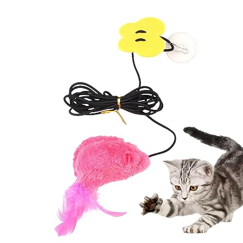 Renywosi Türvorhang für Katze, Teaser, Katzenspielzeug mit Vokalisierung Maus und Feder für Kätzchen, Spielzeug für Katzentür, Schaukel-Spielzeug, Katzenspielzeug, interaktives Katzenspielzeug von Renywosi