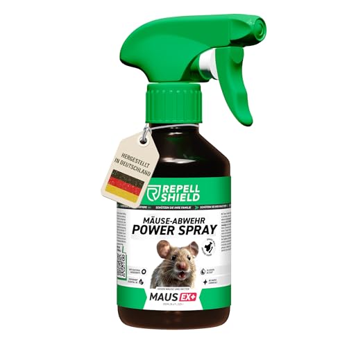 RepellShield® MausEx+ Mäuseabwehr Spray mit Geraniol -250ml- Mäusespray & Rattenabwehr für Innen & Außen - Mäuse vertreiben & Ratten fernhalten, Ohne Rückstände von RepellShield