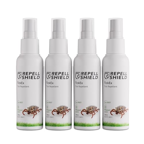 RepellShield® Natürlicher Zeckenschutz - 4x100ml - Anti Zecken Spray Keine Flecken & Rückstände, Zeckenspray Anti Zecken Mensch, Mittel gegen Zecken im Garten, Zeckenmittel für Katzen & Hunde von RepellShield