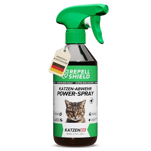 RepellShield® Natürliches Katzenabwehrspray -0.5L- Katzenschreck Spray zum Katzen vertreiben & Anti Kratz Spray Katzen mit Geraniol - Ohne Flecken & Rückstände von RepellShield
