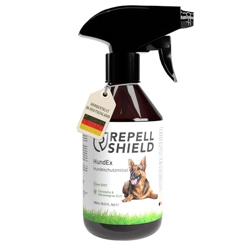 RepellShield Veganes Hundeschreck Spray - Mit unserem natürlichen und schonenden Fernhaltespray Hunde vertreiben, Harmloses Anti Hunde Spray als Hundeabwehr Gartenprodukt, Hunde Fernhaltespray - 250ml von RepellShield