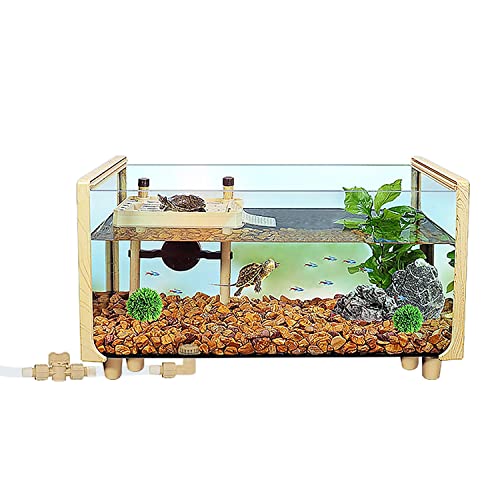 Reptile Growth Glas-Schildkröten-Aquarium mit schwimmender Plattform, Anti-Flucht-Reptilien-Terrarium, leicht zu reinigen und zu wechseln, Gehäuse für Baby-Schildkröten, Krebse, Krabbe (Medium) von Reptile Growth