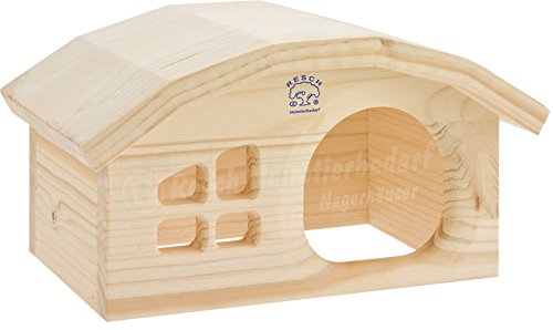 Resch Nr06 Wichtelhaus Hamster naturbelassenes Massivholz aus Fichte/Mit Fenster, gerundetem Dach und großer Eingang von Resch Heimtierbedarf