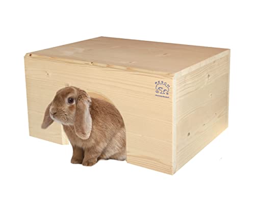 Resch Nr13 Kaninchenhaus flach naturbelassenes Massivholz aus Fichte/extra groß, für 2 Kaninchen von Resch Heimtierbedarf