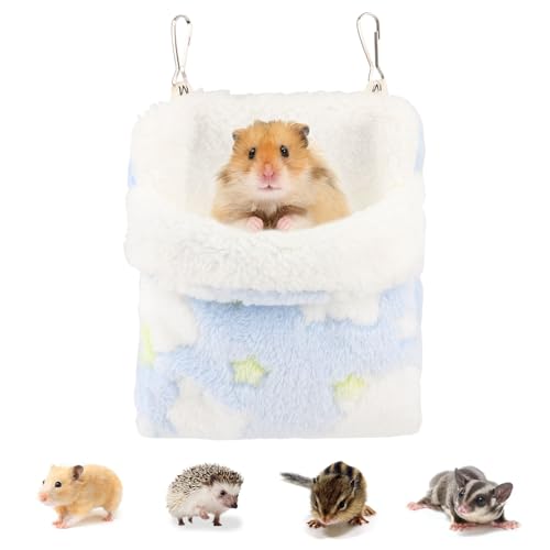 Reshiho Sugar Glider Schlafsack, warme Hamster-Hängematte, Beutel, kleines Haustier-Hängebett für Hamster, Ratten, Igel, Eichhörnchen und andere Kleintiere, Blau Reshiho Sugar Glider Schlafsack, warme Hamster-Hängematte, Beutel, kleines Haustier-Hängebett für Hamster, Ratten, Igel, Eichhörnchen und andere Kleintiere, Blau von Reshiho