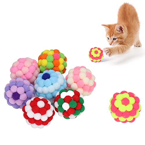8 x Katzenspielzeug, elastisch, weich, Katzenspielzeugbälle, interaktives Spielen, Kauen, Training, Spielzeug, Glockenball für Katzen, Kätzchen von Restokki