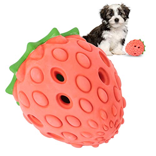 Erdbeer-Hundespielzeug, Kauspielzeug für aggressive Kauer, Leckerli-Spender für Hunde, Leckerli-Spielzeug, Welpen-Beißspielzeug, interaktives Hundespielzeug für kleine, mittelgroße und große Hunde von Restokki