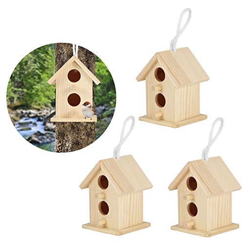 Holz-Vogelhäuser Zum Bemalen, 3 Stück, Innovatives Outdoor-Vogelhaus aus Holz, Nistkäfig-Ornament, Hängendes Holz-Vogelhaus Für Den Außenbereich Für Gartendekoration von Restokki