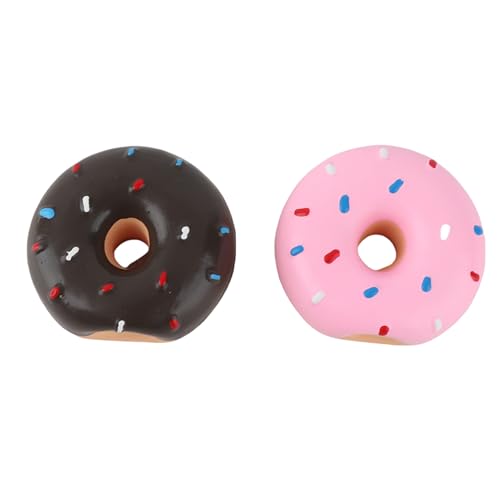 Restokki 2pcs Latex Pet Donut Form klingen Zähnereinigungsschutz Kauen beißen Spielzeughunden Interaktives Training von Restokki