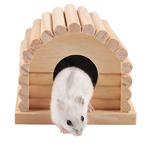 Restokki Holzversteck für Kleintiere, abnehmbares Hamster-Holzhaus mit Fenster, belüfteter Holz-Hamster, Habitat, kleine Haustierhütte, Versteck für Zwerghamster, Spielverstecken von Restokki