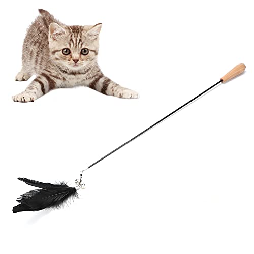 Restokki Kunststoff Schwarz Teleskop Haustier Katze Lustige Teaser Dangler Rod Stick mit Federglocke Interaktives Trainingsspielzeug Restokki Kunststoff Schwarz Teleskop Haustier Katze Lustige Teaser Dangler Rod Stick mit Federglocke Interaktives Trainingsspielzeug von Restokki