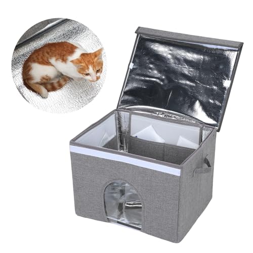 Restokki Pet Cooling House, Foldable Portable Long Lasting Cat Dog Ice House for Home Outdoor Travel (Gray) von Restokki