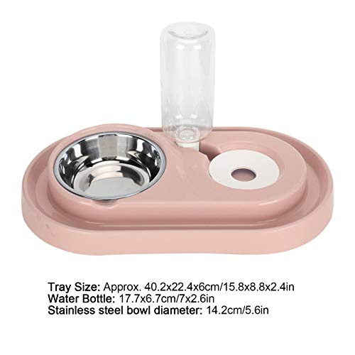 Wasser und Futternapf Set, 2 in 1 Automatischer Wasserspender Futter und Wasserspender für kleine mittelgro?e Katzen Hunde (Rosa Grau Blau)[Rosa] von Restokki