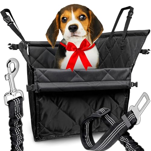 Retoo Hunde Autositz Extra Stabiler, Verstärkte Wände und Befestigungsgurten, Hundeautositz mit Tasche, Hundesitz für Kleine bis Mittlere Tier, Haustierautositz 60 x 50 x 53 cm, Schwarz von Retoo