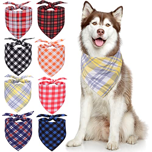 Hundehalstücher, wendbar, doppelseitig, verstellbar, kariert, Taschentücher, Dreieck-Lätzchen für Welpen, kleine, mittelgroße und große Hunde, 8 Stück von Retro Shaw