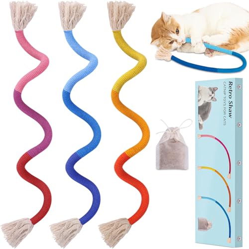 Retro Shaw Katzenspielzeug, Kauseil, 3 Stück, Katzenminze, Katzenspielzeug für Kätzchen, sichere Schnurreinigung, interaktives Katzenminze, Katzenspielzeug, 60 cm von Retro Shaw