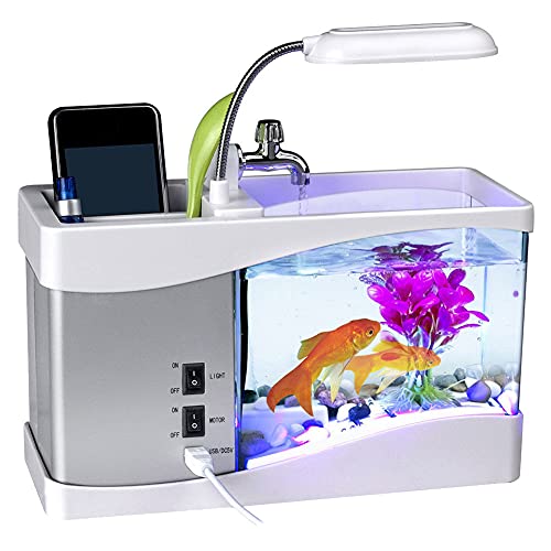 USB Desktop Mini Aquarium Aquarium LED Lampe Licht LCD Bildschirm Uhr für Box Büro Tee Tisch Dekor von Reuvv
