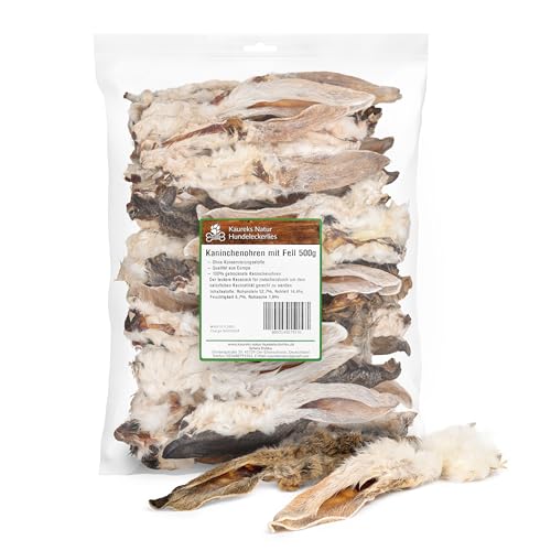 Kaureks Natur Hundeleckerlies, 500g Kaninchenohren mit Fell, Hasenohren, fettarm, Kauartikel, Kausnack von Kaureks Natur Hundeleckerlies