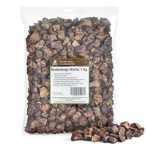 Kaureks Natur Hundeleckerlies, Rinderlunge 1kg, Rinderlunge Würfel, Kausnack, Hundefutter, Kauartikel von Kaureks Natur Hundeleckerlies