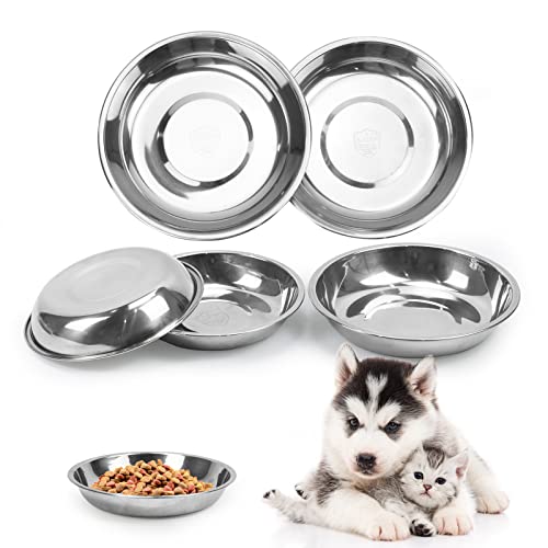 5 Stück Katzennäpfe, Edelstahlnapf 304 Material Katzennapf Futternapf Katze Katzenschale Edelstahlersatznapf Trinknapf, Ideal für Kleine Hunde und Katzen (Set) von Reyshin