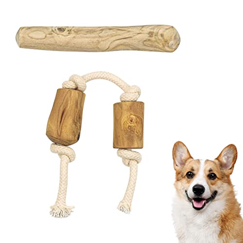 Reyshin Holz-Kaustab für Hunde, 2 Stück Kauspielzeug Natürliches Hundespielzeug Kauwurzel für Zahnpflege & Kaumuskel Training von Kleine Hunde (M - Für Hunde bis 15kg) von Reyshin