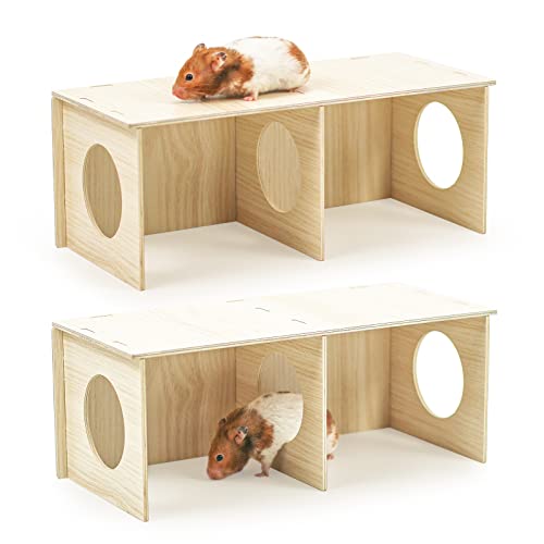 Reyshin 2 Stück Hamster Haus, Hamster Versteck Holz mit Leiter DIY Spielzeug Käfig Dekor Zubehör für Meerschwein Zwerghamster Goldhamster und Rennmäuse (H2)… von Reyshin