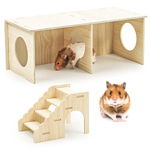 Reyshin Hamster Haus, Hamster Versteck Holz mit Leiter DIY Spielzeug Käfig Dekor Zubehör für Meerschwein Zwerghamster Goldhamster und Rennmäuse… von Reyshin