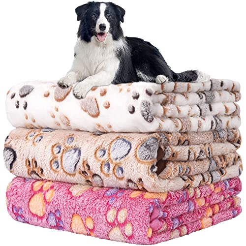 Hundedecke Sofa, Waschbar Decke Für Sofa, Hundedecke Flauschig, Fleecedecke Hunde, 3 Pack Weiche Warme Haustier Decken, Mit niedlichem Knochen-Druck,Für eine Vielzahl von Haustieren,110 * 80CM von Rezutan