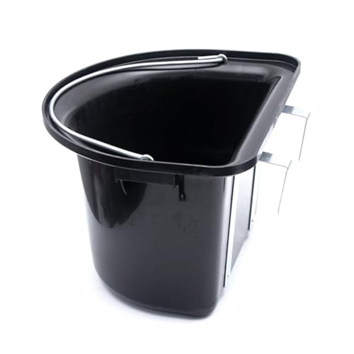 Rfeeuubft 1 Stück Flacher Kunststoff-Tierfuttereimer Tierfuttereimer Schwarz mit Metallgriff Pferdefutter- und Wassereimer von Rfeeuubft
