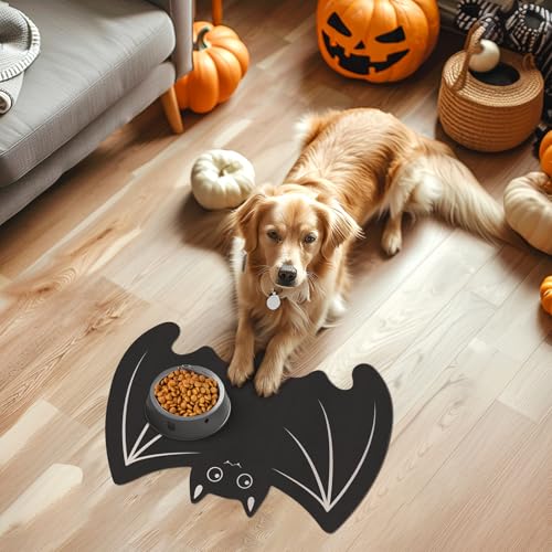 Rhdekoein Hund und Katze Haustier Fütterung Matte,Anti-Rutsch-Tiernapf Matte,Haustier Fütterung Matte,Wasserdicht,spülmaschinenfest, Napfunterlage Hund Groß,rutschfeste Unterlage Katzennapf,60 x 40cm von Rhdekoein