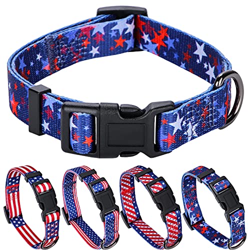 Hundehalsband mit amerikanischer Flagge, Unabhängigkeitstag, 4. Juli, The Great America Hundehalsband, Größe M, Halsumfang 33,3 cm - 48,3 cm, Breite 1,9 cm von Rhea Rose