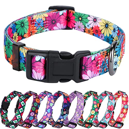 Keyoung Rhea Rose Hundehalsband für kleine, mittelgroße und große Hunde, Blumenmuster für Mädchen, Jungen, Hunde, Größe M (Halsumfang 33,1-48,9 cm, Breite 1,9 cm) von Rhea Rose