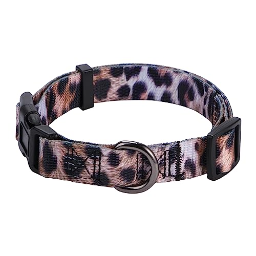 Rhea Rose Leoparden-Hundehalsband, Gepardenhalsband, für kleine, mittelgroße und große Hunde, groß, Braun von Rhea Rose
