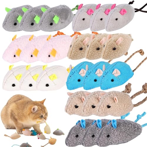 Rhitchy 24 Stück Katzenspielzeug Maus: Spielzeugmäuse Katzenminze Spielzeug Interaktives Katzenspielzeug, Spielzeugmäuse für Katzen Mäuse Spielzeug für Katzenauslauf und gegen Langeweile von Rhitchy