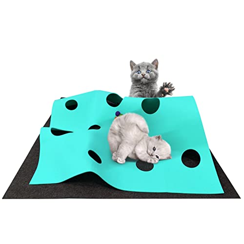 Katzenspielzeug und Kratzmatte,Katzen Filztunnel,Spieltunnel & Liegematte für schlafplatz,für intelligentes Spielen mit Deiner Großkatze und Kätzchen(blau) von Rhsemi