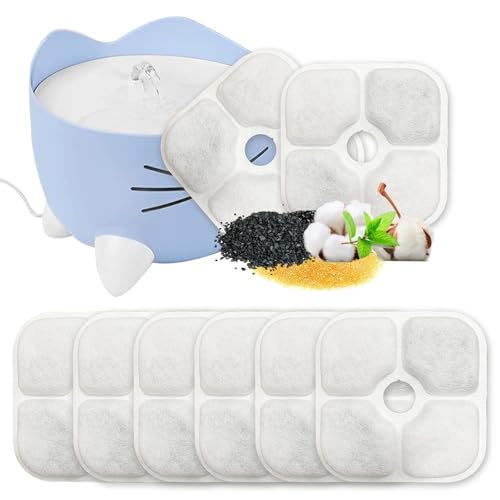 8pcs Filter Katzenbrunnen,Trinkbrunnen Katzen Ersatzfilter für 2.5L Katzen Trinkbrunnen und Hunde,mit Kohlefilter und Schaumfilter von Rhsemi