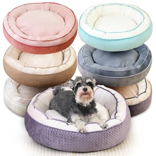 RiRaku Gemütliches und stilvolles handgefertigtes rundes Hundebett mit geprägtem Design - Platzsparendes und bequemes Haustierbett (Farbe: 80 cm, Größe: Ziegelrot) von RiRaku