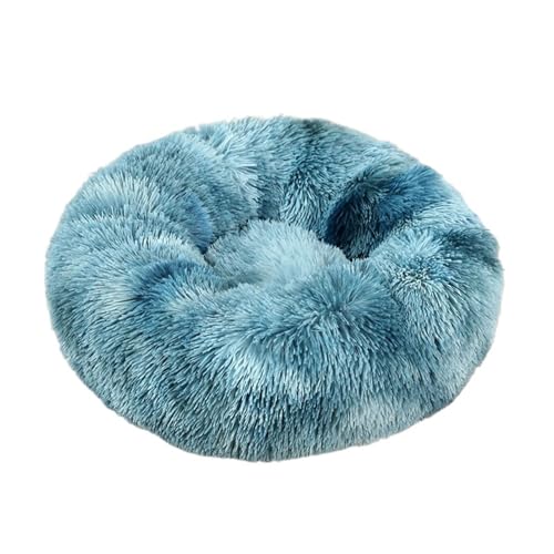 RiRaku Gemütliches und warmes rundes Hundebett - Perfekt für Katzen und kleine Hunde, tiefer Schlaf und Komfort für alle Jahreszeiten, direkt von der Herstellung (Farbe: Batik-Dunstblau, Größe: 50 cm) von RiRaku