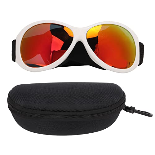 Hundesonnenbrille, Haustierbrille, Winddichte Hundebrille, Augenschutz für Hunde(weiß Rot) von RiToEasysports