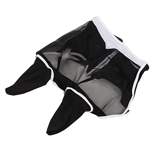 Pferde-Augenmaske, Atmungsaktive UV-Schutz-Mesh-Pferde-Fliegenmaske mit Ohren, Abnehmbares Design für Pferde (Black) von RiToEasysports