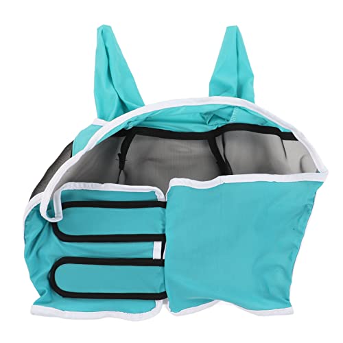 Pferde-Augenmaske, Atmungsaktive UV-Schutz-Mesh-Pferde-Fliegenmaske mit Ohren, Abnehmbares Design für Pferde (blaugrün) von RiToEasysports