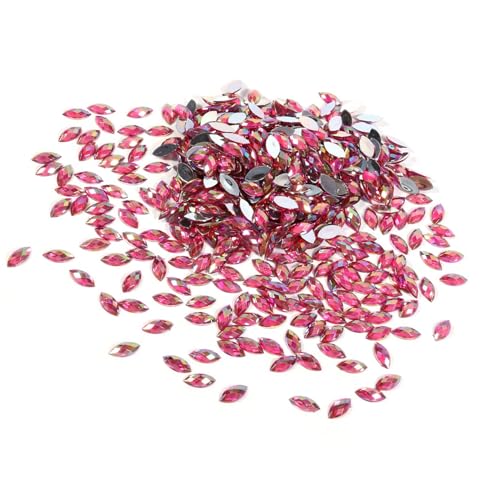RiToEasysports Back Horse Horse Eye Form Kristall Acrylperlen -Set, 500pcs 7 * 15 Mm für Kleidungstelefon, Ornament für Kostüme Scrapbook Craft Works (Rosenrot) von RiToEasysports