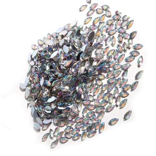 RiToEasysports Back Horse Horse Eye Form Kristall Acrylperlen -Set, 500pcs 7 * 15 Mm für Kleidungstelefon, Ornament für Kostüme Scrapbook Craft Works (White) von RiToEasysports