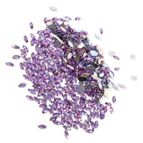 RiToEasysports Back Horse Horse Eye Form Kristall Acrylperlen -Set, 500pcs 7 * 15 Mm für Kleidungstelefon, Ornament für Kostüme Scrapbook Craft Works (helles Lila) von RiToEasysports